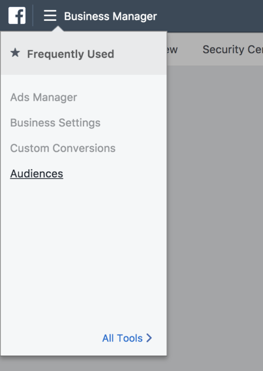 Select "Audiences" to get started. 
